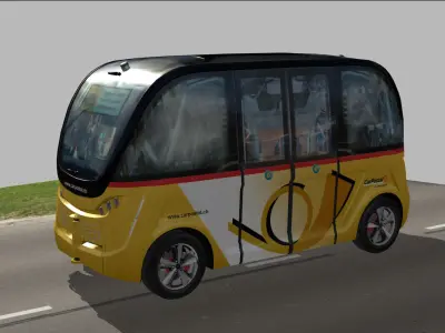 CarPostal driverless electric bus Low-poly 3D model
