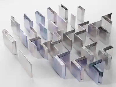 Chevron Interlocking Lead Block Radiation Shielding Low-poly 3D model