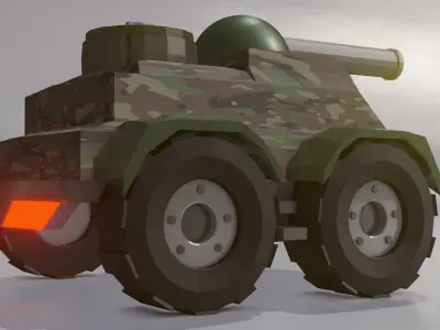 Tank Low Poly camouflaged Low-poly 3D model