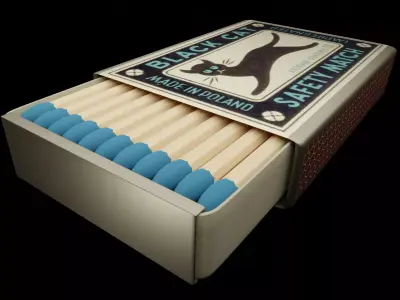 matches matchbox with inside Low-poly 3D model