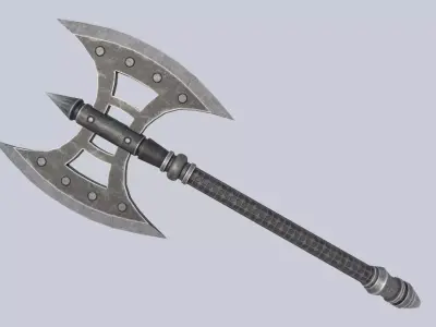 Fantasy axe Low-poly 3D model 8