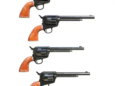 revolver two revolvers 3D model