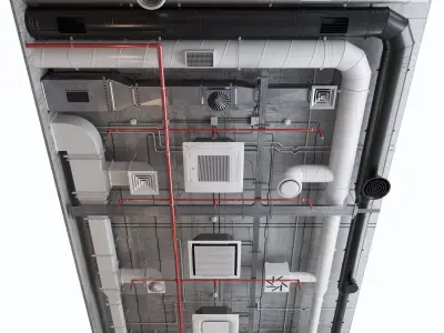 Ventilation system set 01 3D model purchase