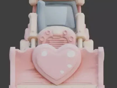 Stylized 3D Valentine Bulldozer Model Low-poly 3D model