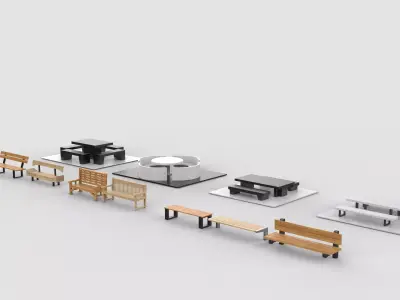 Park Bench set  3D model