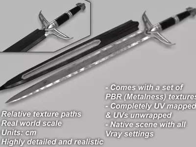 Medieval Sword 3D model 4