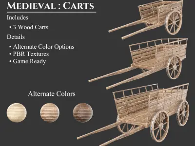 Medieval Collection Transport Carts 3D Model Pack