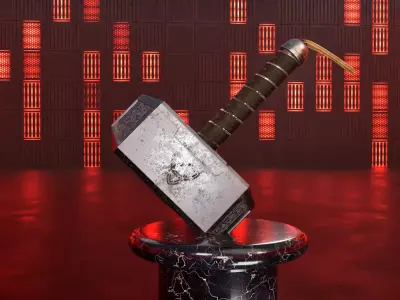 Worn Thor Mjolnir Hammer 3D model