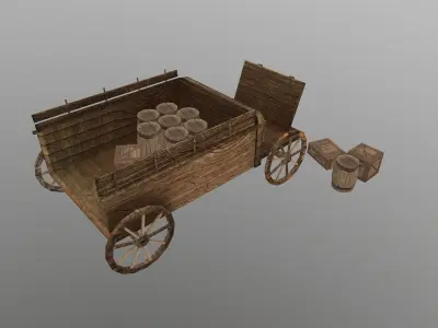 Medieval Cart 2 Low-poly 3D model