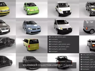 VOLKSWAGEN COLLECTION LOWPOLY transporter 3D Model Pack