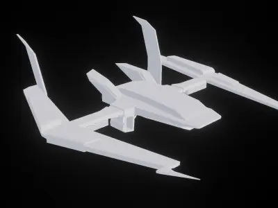 lowpoly spaceship flying in sky 3D model
