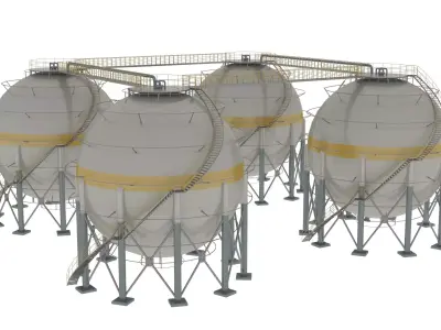 Oil Tank Industrial Sphere  3D model