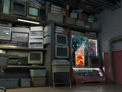 Retro Cyberpunk Pc Room Low-poly 3D model