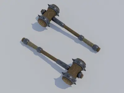 Stylized two-handed mace Low-poly 3D model