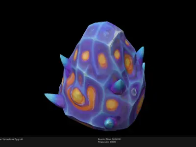 Low Poly Stylized Stellar Spikestone Egg Low-poly 3D model