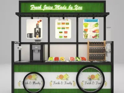 Fresh And Fruity Juice Cart 3D model
