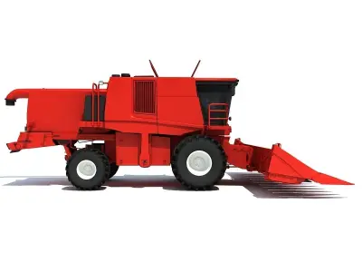 Red Combine Harvester 3 3D model