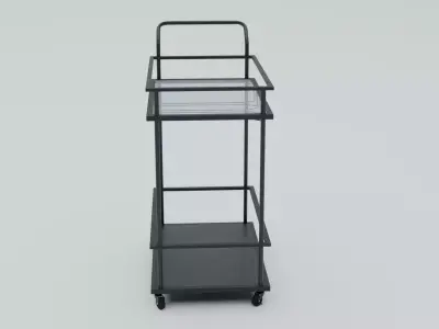 Hospital Bedside Stainless Table Low-poly 3D model
