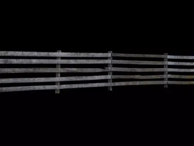 Old Farm Fence Low-poly 3D model