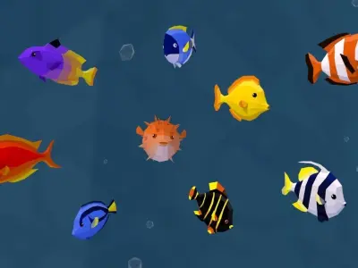 Fish Alive - Animated Polyart Fish with Unity Scripts Low-poly 3D model