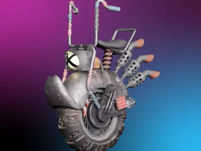 Stylized Motorcycle Low-poly 3D model get