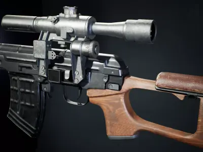 PBR - SVD Dragunov Woodstock - Game-Ready 3D Asset Low-poly 3D model