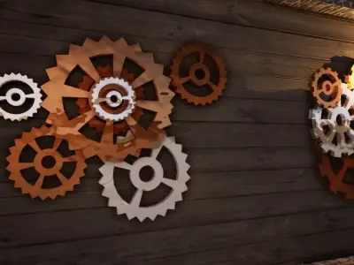Clock gears untextured Low-poly 3D model