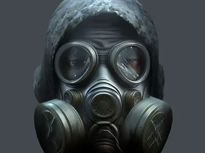 Gas mask helmet 3d model military combat Low-poly 3D mode Low-poly 3D model