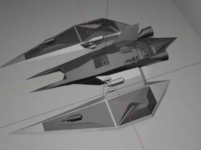 Glider spaceship with two blades Low-poly 3D model