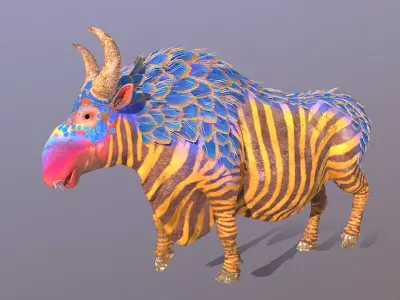 Mythical Zebra COW WALKING Fashion 3D model