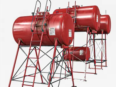 Overhead Fuel Storage Tanks  3 Pakage  Low-poly 3D model