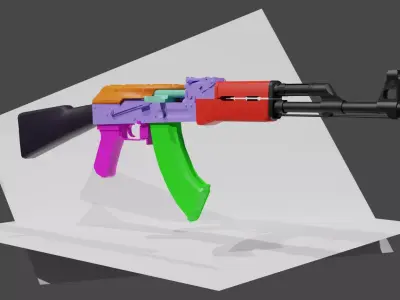 AKM  Assault Rifle   Low-poly 3D model