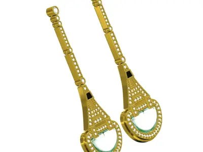 Antique Art Deco Diamond Earring 4 3D print model