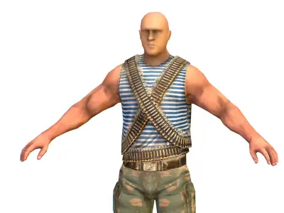 LowPoly Man Old USSR Soldier Low-poly 3D model order