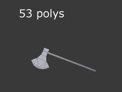 low poly medieval axe 3 Low-poly 3D model
