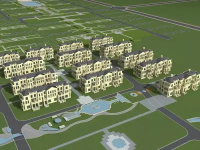Villa residential complex 3D model buy