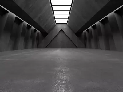 Brutalist Concrete Corridor Low-poly 3D model