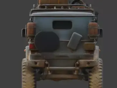 Damaged Post Apocalyptic Off Road Jeep 3D Model V05 Low-poly 3D model