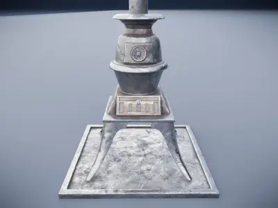 Potbelly stove Low-poly 3D model