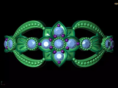 Wide Floral Cluster Ring Art Nouveau Beaded Edges Cad File 3D print model