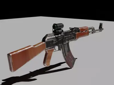 old AK47 WITH SCOPE Free 3D model