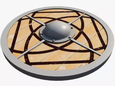 Wooden shield Low-poly 3D model 8