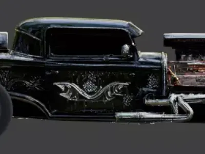 Gothic Spike-Back Coffin  Rod 3D Model Low-poly 3D model