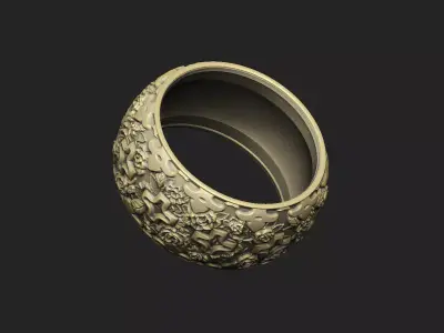 rose leaf floral metal band gift royal detail gothic lux soft 3D print model