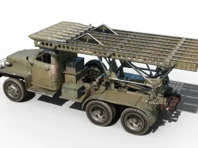 PBR BM-13 Katyusha Rocket Artillery MLRS Low-poly 3D model