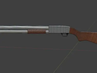 Shotgun gun with two barrels 3D model