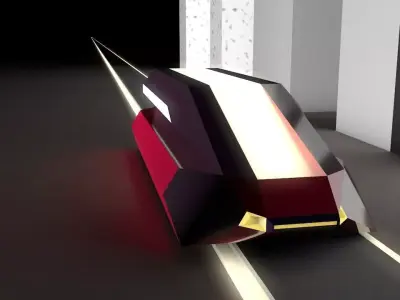 Low poly futuristic 3d vehicle exterior design Low-poly 3D model