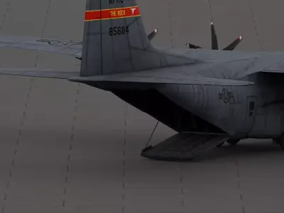 Lockheed C-130J with interior Fully-Rigged and Animated  Low-poly 3D model