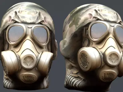 Gas mask helmet 3d model military combat Low-poly  Low-poly 3D model 3