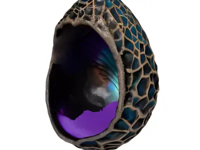 Mysterious Iridescent SciFi Egg 3D model